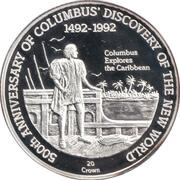 20 Crowns - Elizabeth II Columbus Explores the Caribbean, United Kingdom, 1991 reverse image