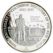 20 Crowns - Elizabeth II Columbus Explores the Caribbean, United Kingdom, 1992 reverse image