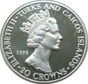 20 Crowns - Elizabeth II Apollo 11, United Kingdom, 1993 obverse image