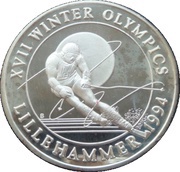 20 Crowns - Elizabeth II Olympic Skier, United Kingdom, 1993 reverse image