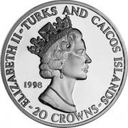 20 Crowns - Elizabeth II Princess Diana with large bouquet of flowers obverse image
