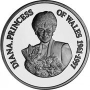 20 Crowns - Elizabeth II Princess Diana with large bouquet of flowers, United Kingdom, 1998 reverse image