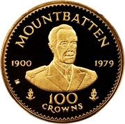 100 Crowns - Elizabeth II Lord Mountbatten, United Kingdom, 1980 reverse image