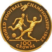 100 Crowns - Elizabeth II World Soccer Championship reverse image