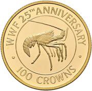 100 Crowns - Elizabeth II 25th Anniversary of WWF, United Kingdom, 1988 reverse image