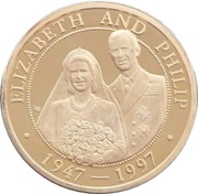 100 Crowns - Elizabeth II Golden Wedding, United Kingdom, 1997 reverse image