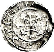 Penny - Henry I Quadrilateral on cross fleury type, United Kingdom, 1125-1135 reverse image