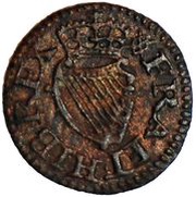 1 Farthing - James I Harington issue; type 1b, United Kingdom, 1613-1614 reverse image