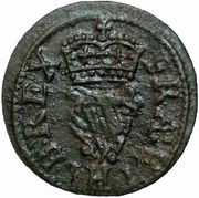 1 Farthing - Charles I Richmond issue; type 6, United Kingdom, 1633 reverse image