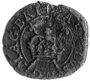 1 Farthing - Charles I Rose issue; mule of types 3 and 4 obverse image