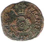 1 Farthing - Charles I Rose issue; mule of types 3 and 4, United Kingdom, 1638-1639 reverse image