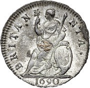 1 Farthing - William and Mary large busts, United Kingdom, 1690-1692 reverse image
