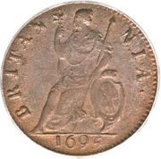 1 Farthing - William III 1st and 2nd issues, United Kingdom, 1695-1700 reverse image