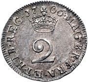 2 Pence - Anne 1st bust; incl. Maundy, United Kingdom, 1703-1707 reverse image