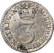 3 Pence - William and Mary 1st busts; incl. Maundy, United Kingdom, 1689-1691 reverse image