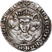 1 Groat - Henry VI Pinecone-mascle/Leaf-trefoil mule; Calais mint obverse image