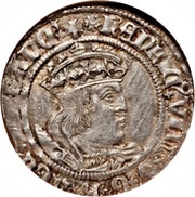 1 Groat - Henry VIII 2nd coinage; Laker bust B obverse image