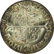 6 Pence - Elizabeth I Milled issue; large bust, small rose, United Kingdom, 1562 reverse image