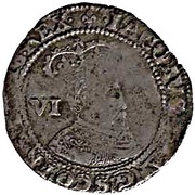 6 Pence - James I 1st issue; 2nd bust obverse image