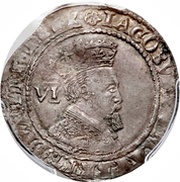 6 Pence - James I 2nd issue; 3rd bust obverse image