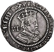 6 Pence - James I 3rd issue; 6th bust obverse image