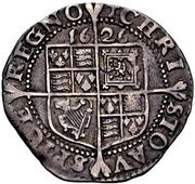 6 Pence - Charles I 2nd bust; group B, United Kingdom, 1625-1630 reverse image