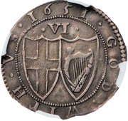 6 Pence - Commonwealth of England Sun mintmark, United Kingdom, 1649-1657 reverse image