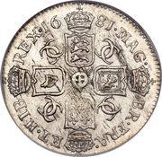 6 Pence - Charles II Milled issue, United Kingdom, 1674-1684 reverse image