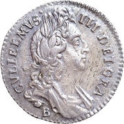 6 Pence - William III 1st bust; Bristol mint obverse image