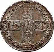 1 Shilling - William III 1st bust; Exeter mint, United Kingdom, 1696-1697 reverse image