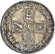 1 Shilling - William III 1st bust; York mint, United Kingdom, 1696-1697 reverse image