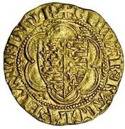 ¼ Noble - Edward III 3rd coinage; 3rd period obverse image