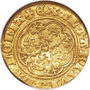 ¼ Noble - Edward III Treaty period; London mint, United Kingdom, 1361-1369 reverse image