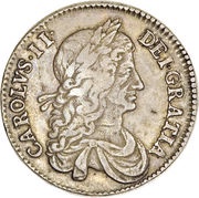 ½ Crown - Charles II 1st bust obverse image