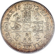 ½ Crown - Charles II 3rd bust, United Kingdom, 1666-1672 reverse image