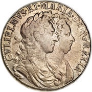 ½ Crown - William and Mary 1st busts; 1st shield obverse image