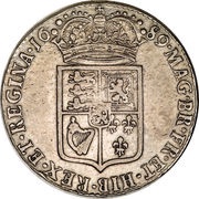 ½ Crown - William and Mary 1st busts; 1st shield, United Kingdom, 1689 reverse image