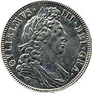 ½ Crown - William III 1st bust; large shields, early harp obverse image