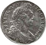 ½ Crown - William III 1st bust; large shields, ordinary harp obverse image
