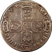 ½ Crown - William III 1st bust; York mint, United Kingdom, 1697 reverse image