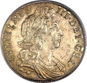 ½ Crown - William III 1st bust; modified large shields obverse image