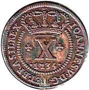 10 Réis - João V Crown with 4 or 5 Arches; Lisbon and Bahia Mints obverse image