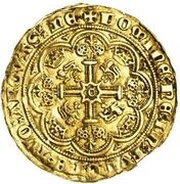 ½ Noble - Edward III Treaty period; Calais mint, United Kingdom, 1361-1369 reverse image
