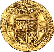 1 Crown - Henry VIII 3rd coinage; London mint, United Kingdom, 1544-1547 reverse image