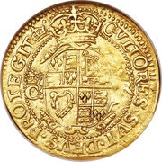 1 Crown - Charles I Tower mint; 4th bust, United Kingdom, 1635-1636 reverse image