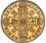 1 Crown - Charles II 1st bust; Pattern, United Kingdom, 1662 reverse image