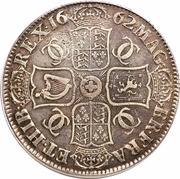 1 Crown - Charles II 1st bust, United Kingdom, 1662 reverse image