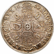 1 Crown - Charles II 1st bust, United Kingdom, 1662 reverse image