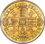 1 Crown - Charles II 1st bust; Pattern, United Kingdom, 1663 reverse image