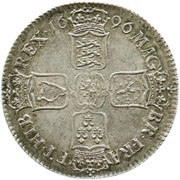 1 Crown - William III 2nd bust, United Kingdom, 1696 reverse image